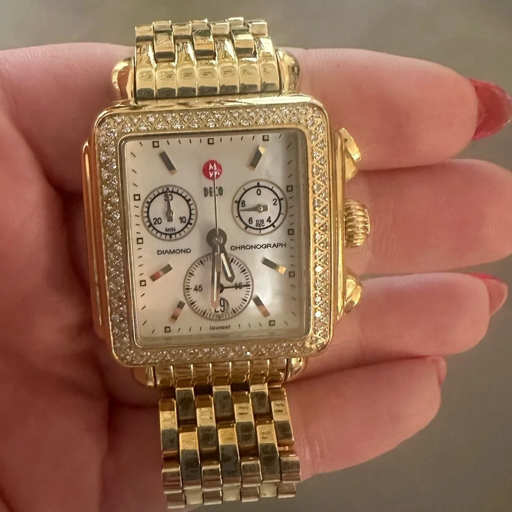 Michele Deco 18k Gold Diamond Watch